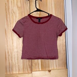 Forever 21 red and white striped cropped tee